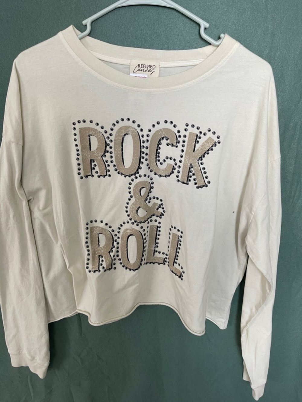 Women's Cream 'Rock & Roll' Crop Top NWT